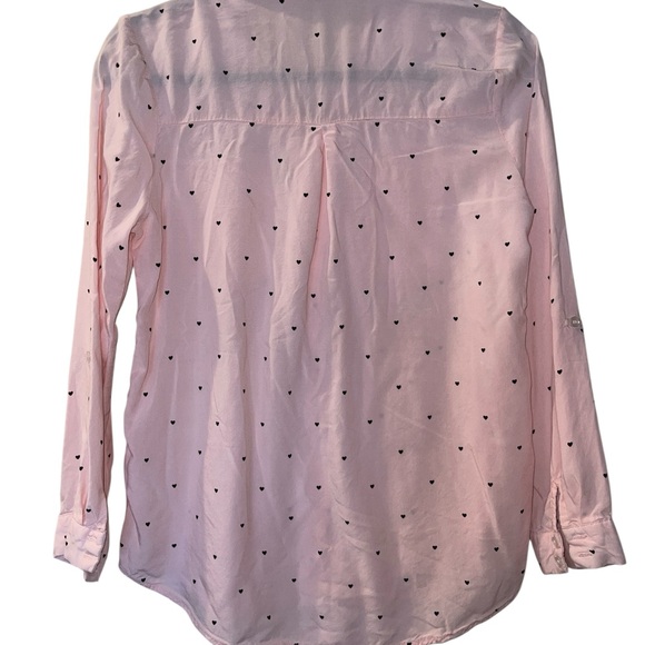 Milk And Honey Women’s Pink Black Heart Rayon Blouse Shirt Top Size: Medium - Picture 3 of 5
